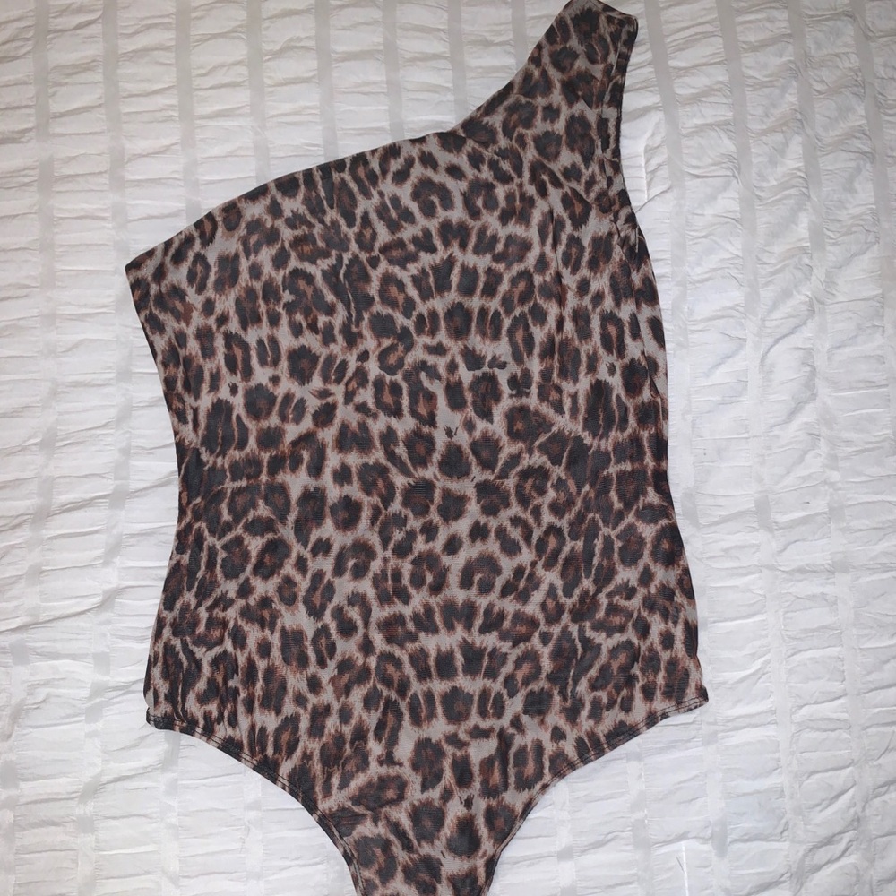 Leopard one shoulder bodysuit